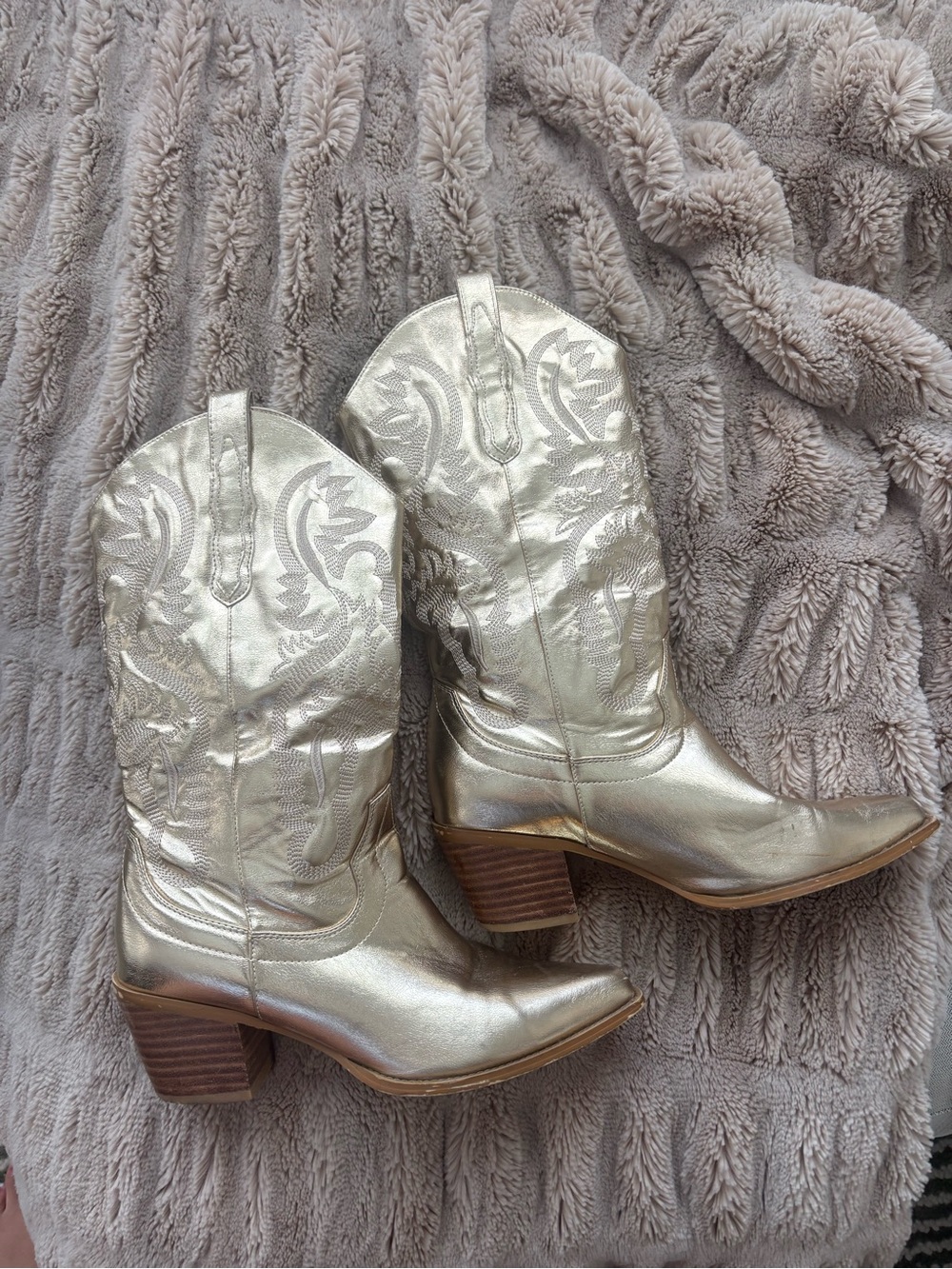 Metallic Gold Western Cowboy Boots - Women's Fashion Boots